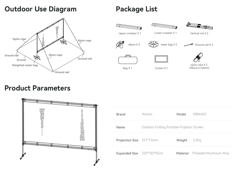 Wanbo Foldable Screen Dimensions